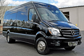 A black sprinter van