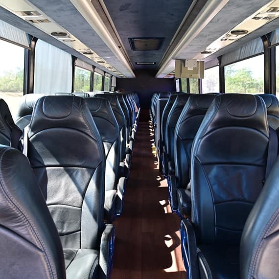 Interior of a charter bus